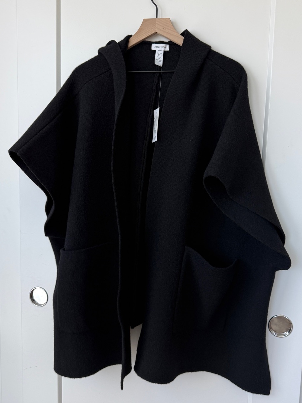 Nordstrom Open-Front Black Hooded Cape/Cloak